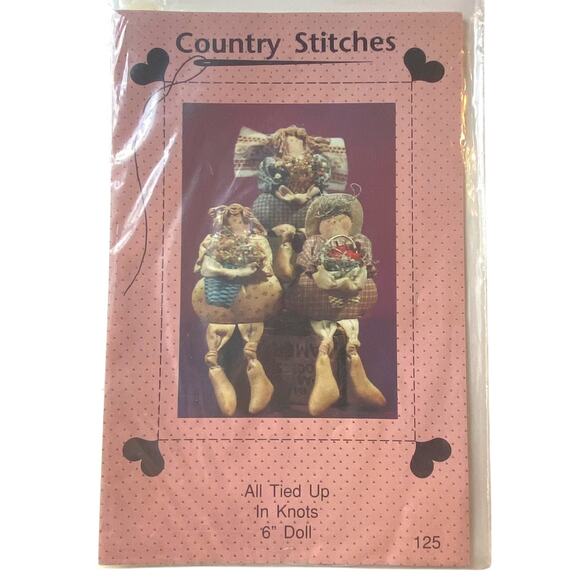 Country Stitches 125 Pattern All Tied Up In Knots 6" Doll Folkart Vintage Decor - Picture 2 of 7